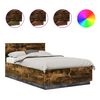 vidaXL Cadru de pat Stejar fumuriu 135 x 190 cm Lemn prelucrat