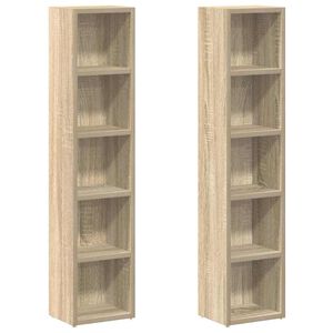 vidaXL Dulapuri CD-uri, 2 buc., stejar Sonoma, 21x16x93,5 cm, PAL
