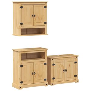 vidaXL Set mobilier de baie &bdquo;Corona&rdquo;, 3 piese, lemn masiv de pin