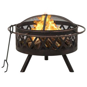 vidaXL Vatră de foc rustică, cu vătrai, 76 cm, oțel, XXL