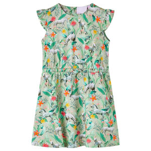 vidaXL Rochie copii cu m&acirc;neci largi kaki deschis 104