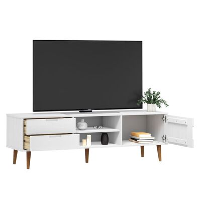 vidaXL Dulap TV „MOLDE” alb, 158x40x49 cm, lemn masiv de pin