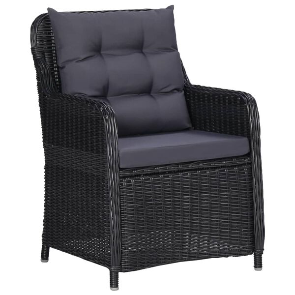 vidaXL Set mobilier de grădină, 7 piese, negru, poliratan