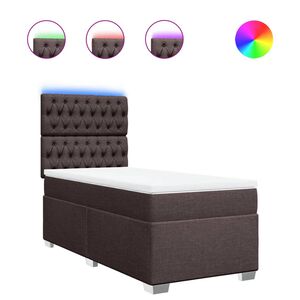 vidaXL Pat box spring cu saltea, maro &icirc;nchis, 80x200 cm, textil