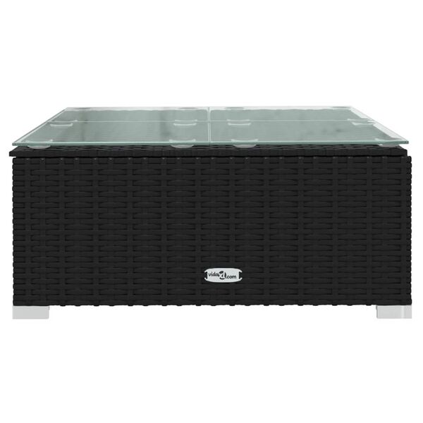 vidaXL Măsuță de cafea de grădină negru 60x60x30cm poliratan și sticlă