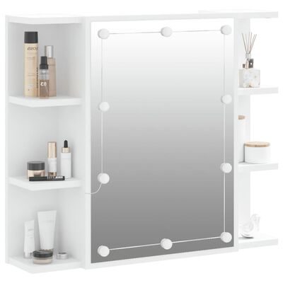 vidaXL Dulap cu oglindă și LED, alb, 70x16,5x60 cm