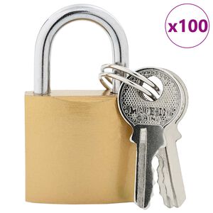 vidaXL U Lock cu Chei 100 pcs Alamă Fier