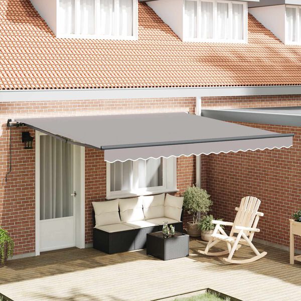 vidaXL Cortina Retractabilă Gri deschis 400 &times; 300 cm Poliester și oțel