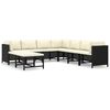 vidaXL Set mobilier de grădină cu perne, 9 piese, negru, poliratan