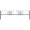 vidaXL Gard de grădină cu vârf circular din oțel, 359x60 cm, negru