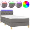 vidaXL Pat cu arcuri, saltea și LED, gri &icirc;nchis, 90x190 cm, textil