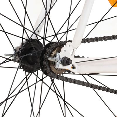 vidaXL Bicicletă cu angrenaj fix, alb și portocaliu, 700c, 55 cm
