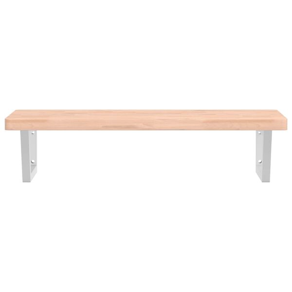 vidaXL Raft pentru lavoar montat pe perete, oțel și lemn masiv fag