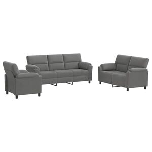 vidaXL Set de canapea 3 pcs Gri &icirc;nchis Catifea