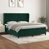 vidaXL Pat box spring cu saltea, verde &icirc;nchis, 160x200 cm, catifea