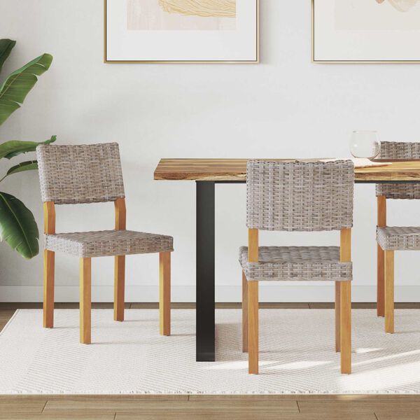 vidaXL Scaun de sufragerie 2 pcs Gri Kubu 46 x 55 x 84 cm Ratan Kubu