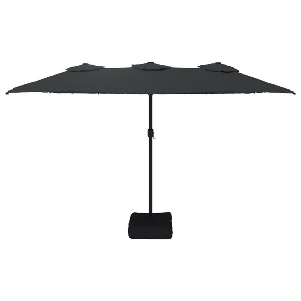 vidaXL Umbrelă de grădină cu două capete/LED-uri, negru, 449x265 cm