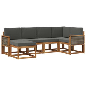 vidaXL Set de canapele de exterior 6 pcs Natural și Antracit Poliester