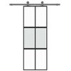 vidaXL Ușă glisantă, negru, 76x205 cm, sticlă securizată și aluminiu