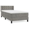 vidaXL Pat box spring cu saltea, gri deschis, 90x200 cm, catifea
