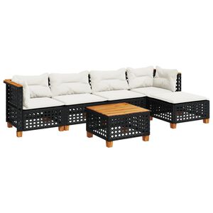 vidaXL Set mobilier de grădină cu perne, 6 piese, negru, poliratan