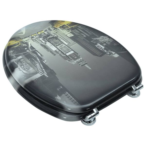 Scaun de toaletă cu capac din MDF, design din porțelan