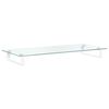 vidaXL Suport de monitor, alb, 80x35x8 cm, sticlă securizată și metal