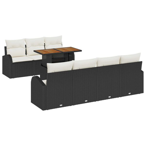 vidaXL Set de canapele pentru grădină 8 pcs Negru Rattan poli