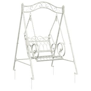 vidaXL Bancă swinging Oțel 113 x 121,5 x 168 cm Alb Antic