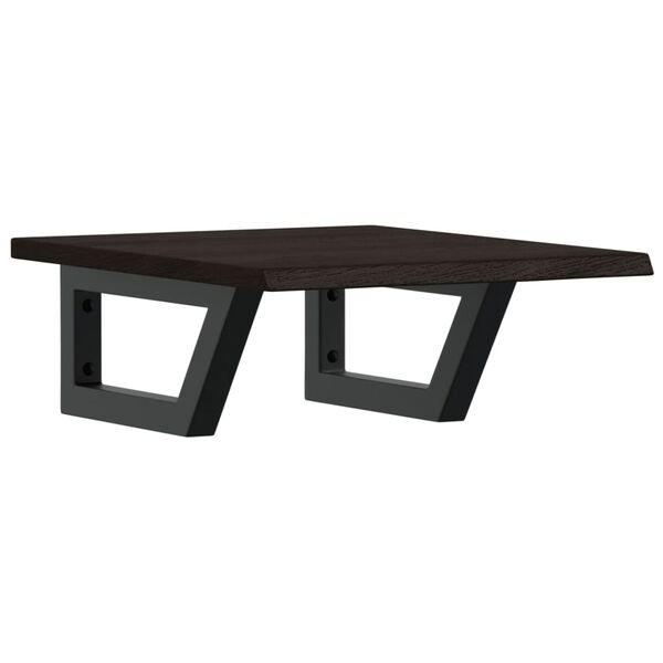 vidaXL Raft pentru lavoar montat pe perete, oțel și lemn masiv stejar