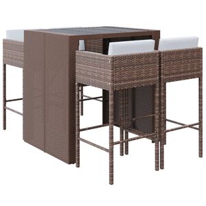 vidaXL Set mobilier bar de grădină cu perne, 5 piese, maro, poliratan