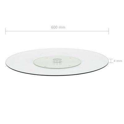 vidaXL Platou servire rotativ transparent, 60 cm, sticlă securizată