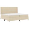 vidaXL Pat cu arcuri cu saltea cu headboard Crem 200 x 200 cm țesătură