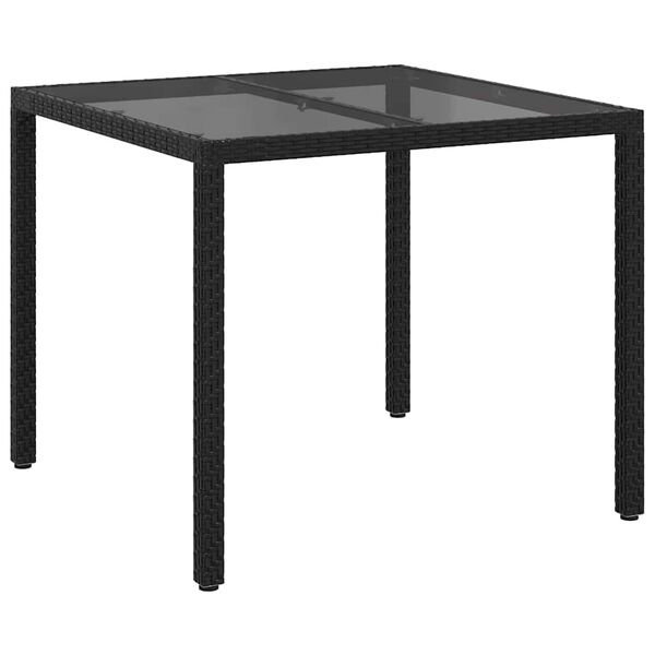 vidaXL Masă de grădină pentru dining Negru 90 x 90 x 75 cm poliratan
