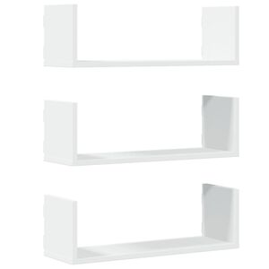 vidaXL Rafturi de perete, 3 buc., alb, 58x18x18 cm, lemn prelucrat