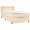vidaXL Pat box spring cu saltea, crem, 90x200 cm, textil