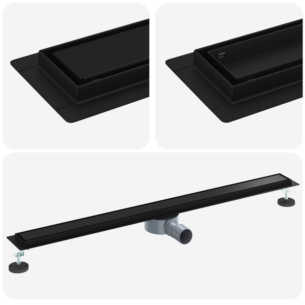 vidaXL Scurgere de duș 2 &icirc;n 1 cu sifon 360&deg; Negru 100 cm