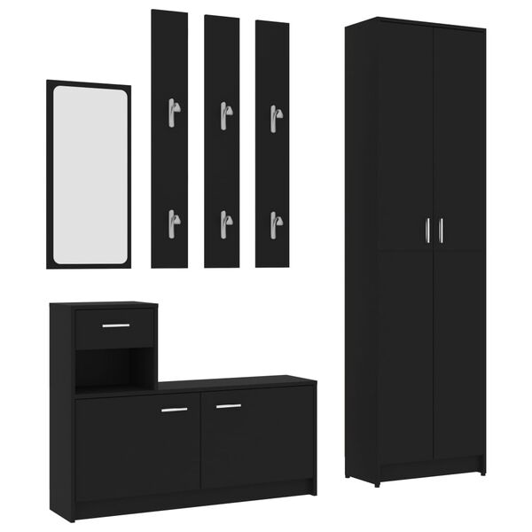 vidaXL Set mobilier pentru hol, negru, PAL (802850 + 802841)
