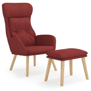 vidaXL Scaun de relaxare cu taburet, roșu vin, textil
