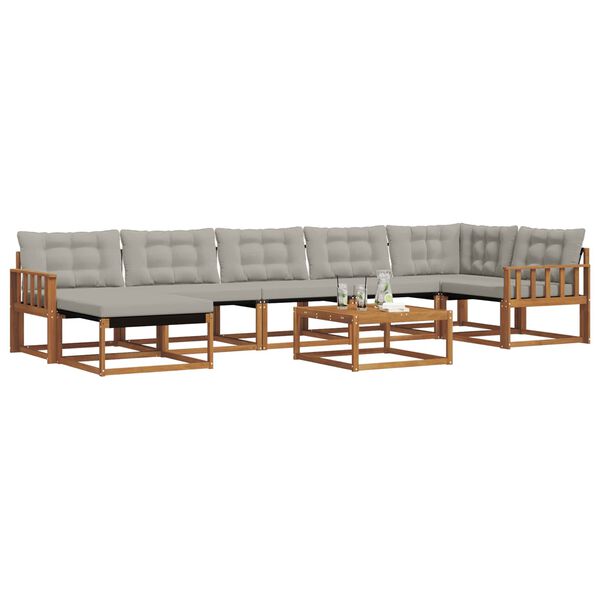 vidaXL Set de canapele de exterior 8 pcs Gri natural și deschis