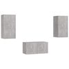 vidaXL Set de dulapuri TV, 3 piese, gri beton, lemn prelucrat