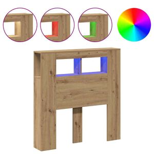 vidaXL Tăblie de pat cu LED, stejar artizanal, 100x18,5x103,5 cm, lemn