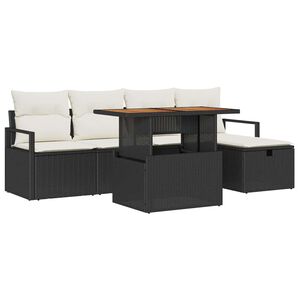 vidaXL Set de canapele pentru grădină 6 pcs Negru poliratan
