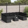 vidaXL Set de canapea cu pernă 10 pcs Negru poliratan