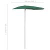 vidaXL Umbrelă de grădină cu stâlp, verde, 180x90 cm, semirotundă
