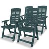 vidaXL Scaune grădină rabatabile, 4 buc., verde, plastic