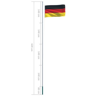 vidaXL Drapel Germania și stâlp din aluminiu, 6,2 m