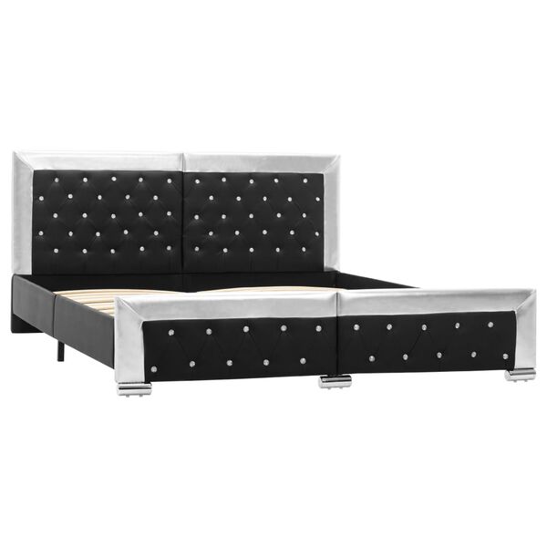 vidaXL Cadru de pat, negru, 160 x 200 cm, piele ecologică