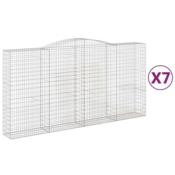 vidaXL Coșuri gabion arcuite, 7 buc 400x50x200/220 cm, fier galvanizat