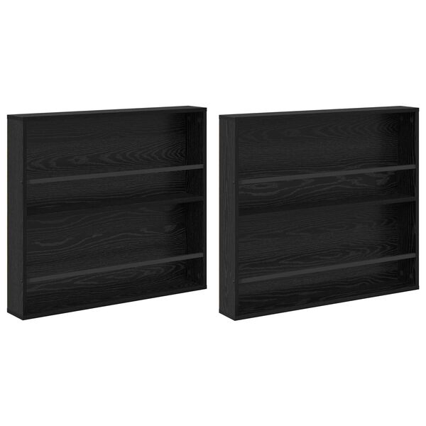 vidaXL Raft pentru reviste cu raft 2 pcs Stejar Negru 80 x 12 x 70 cm